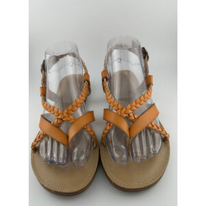 Mia Vaeda Cognac Brown Vegan Leather Braided Sandal Size 7